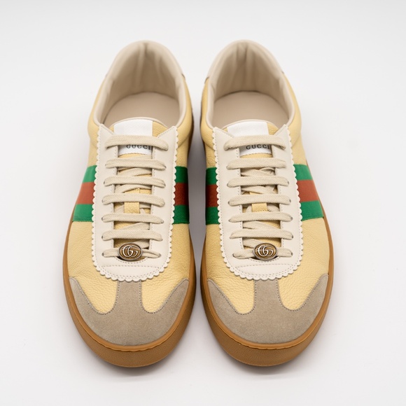 13.5G 14 US Gucci Web G74 GG Sneakers Bees Yellow Web Red Green - Picture 3 of 12